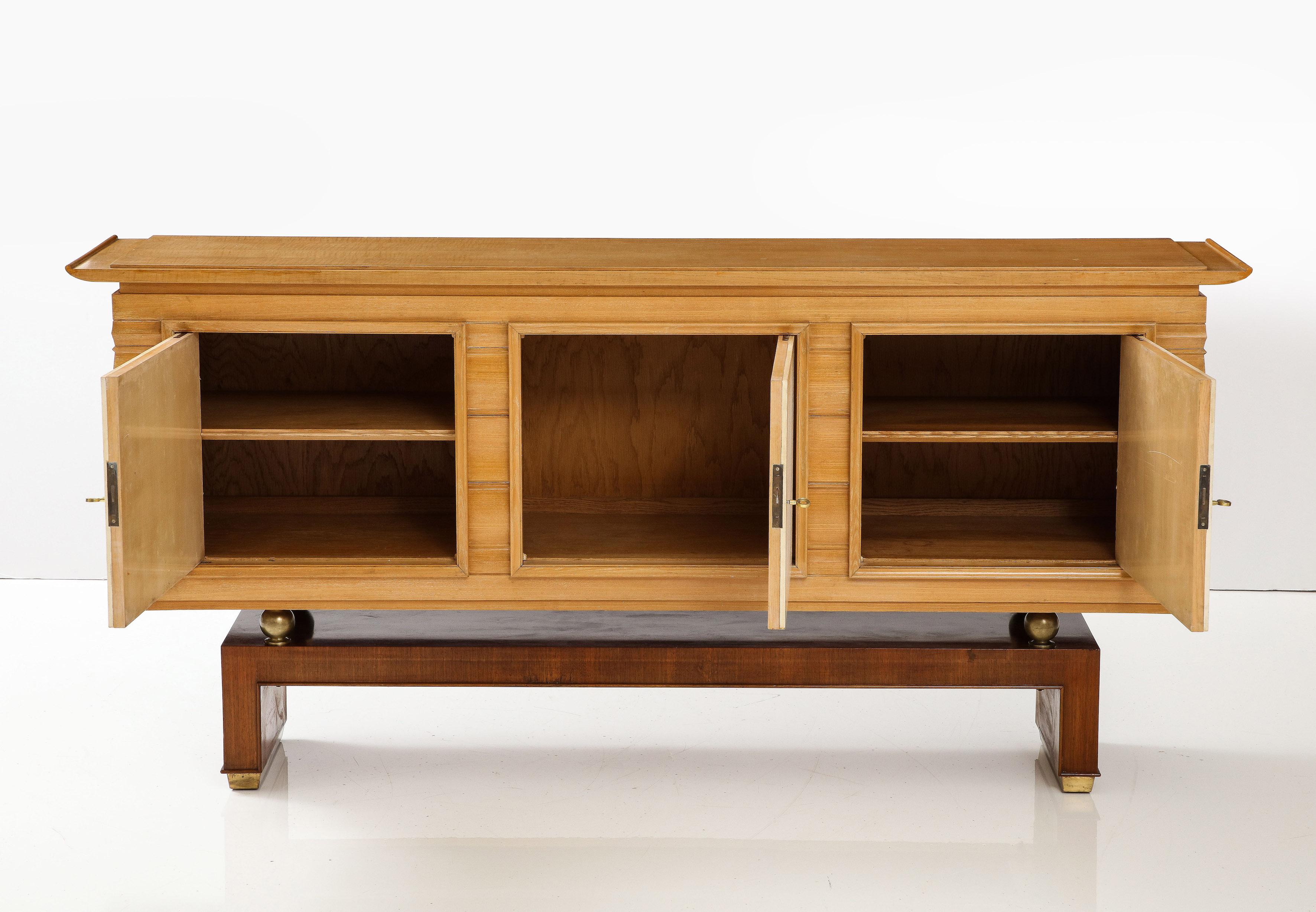 Elegant  Art Deco Oak And Walnut Buffet by Maxime  Old For Sale 1