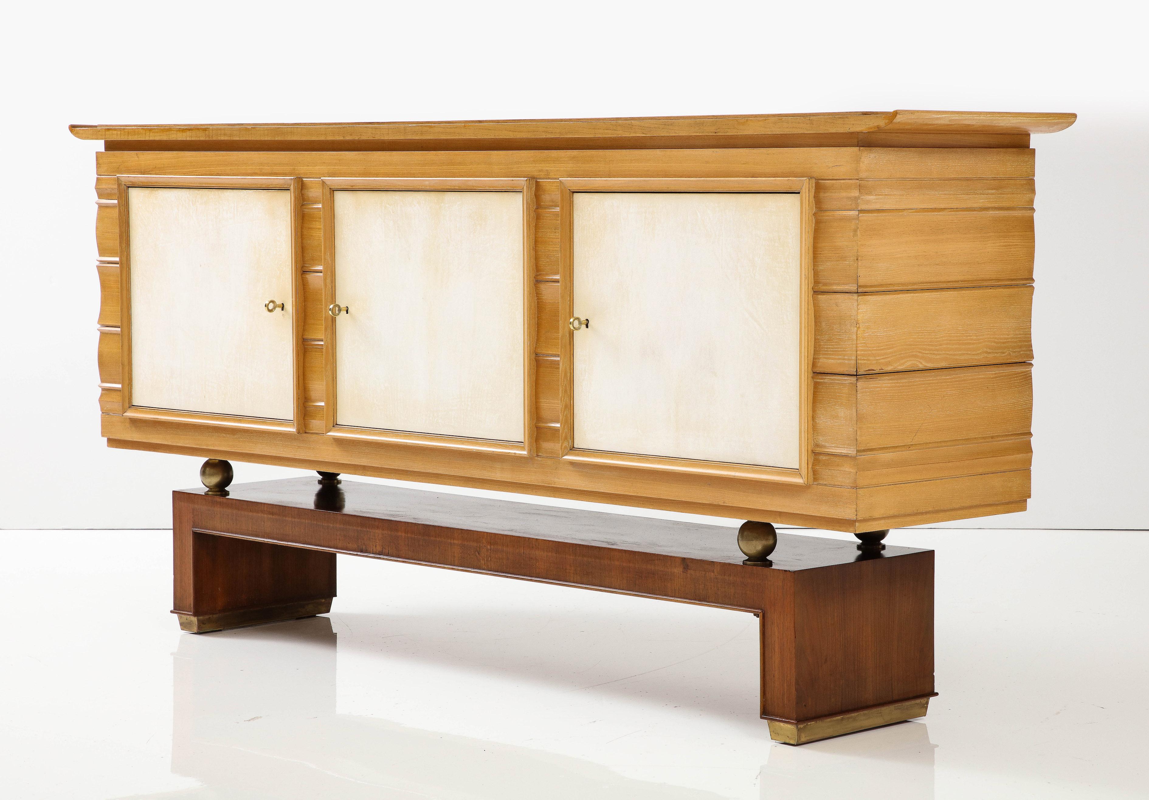 Elegant  Art Deco Oak And Walnut Buffet by Maxime  Old For Sale 4