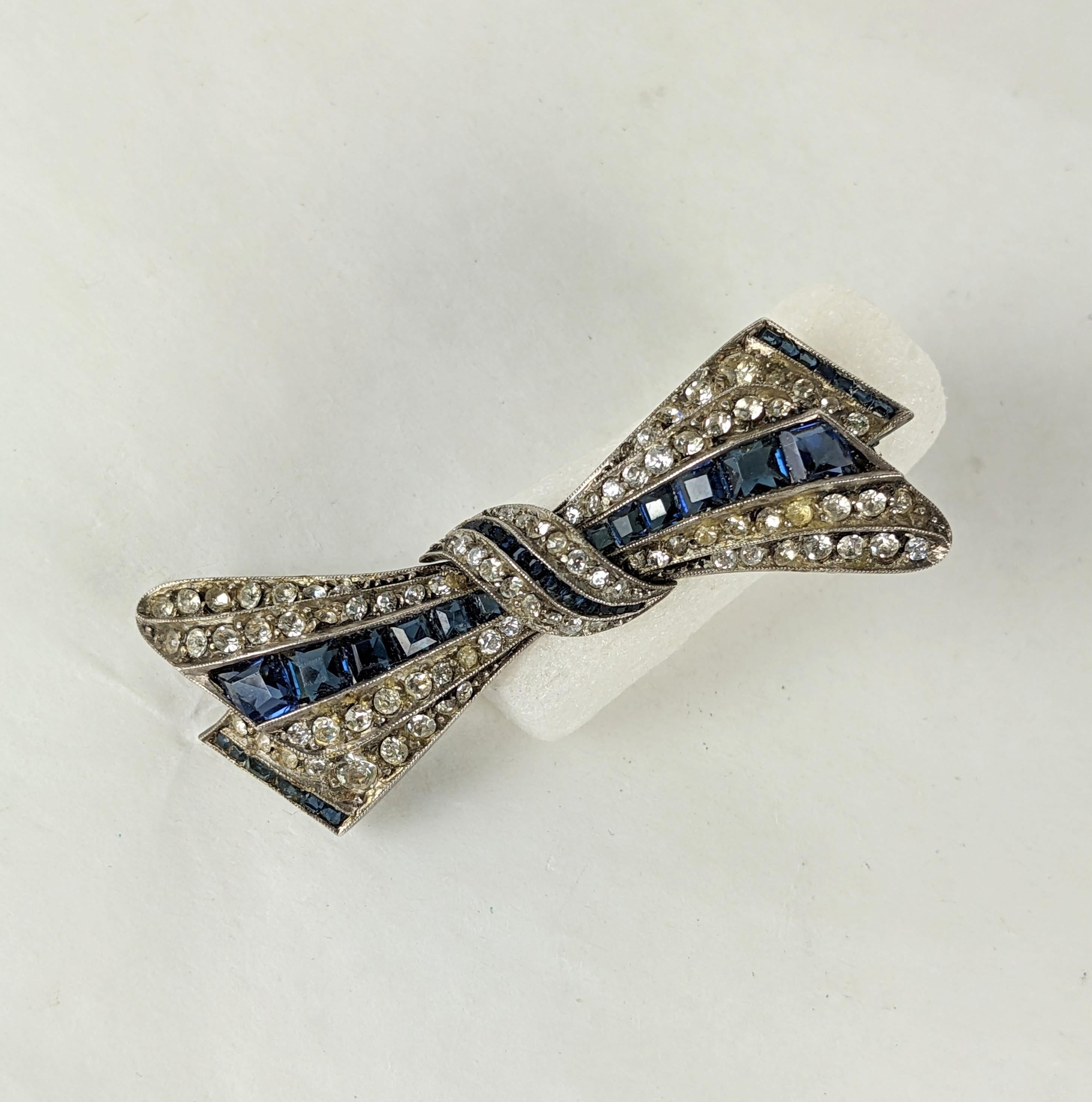 Elegant Art Deco Paste Sapphire Bow For Sale 1
