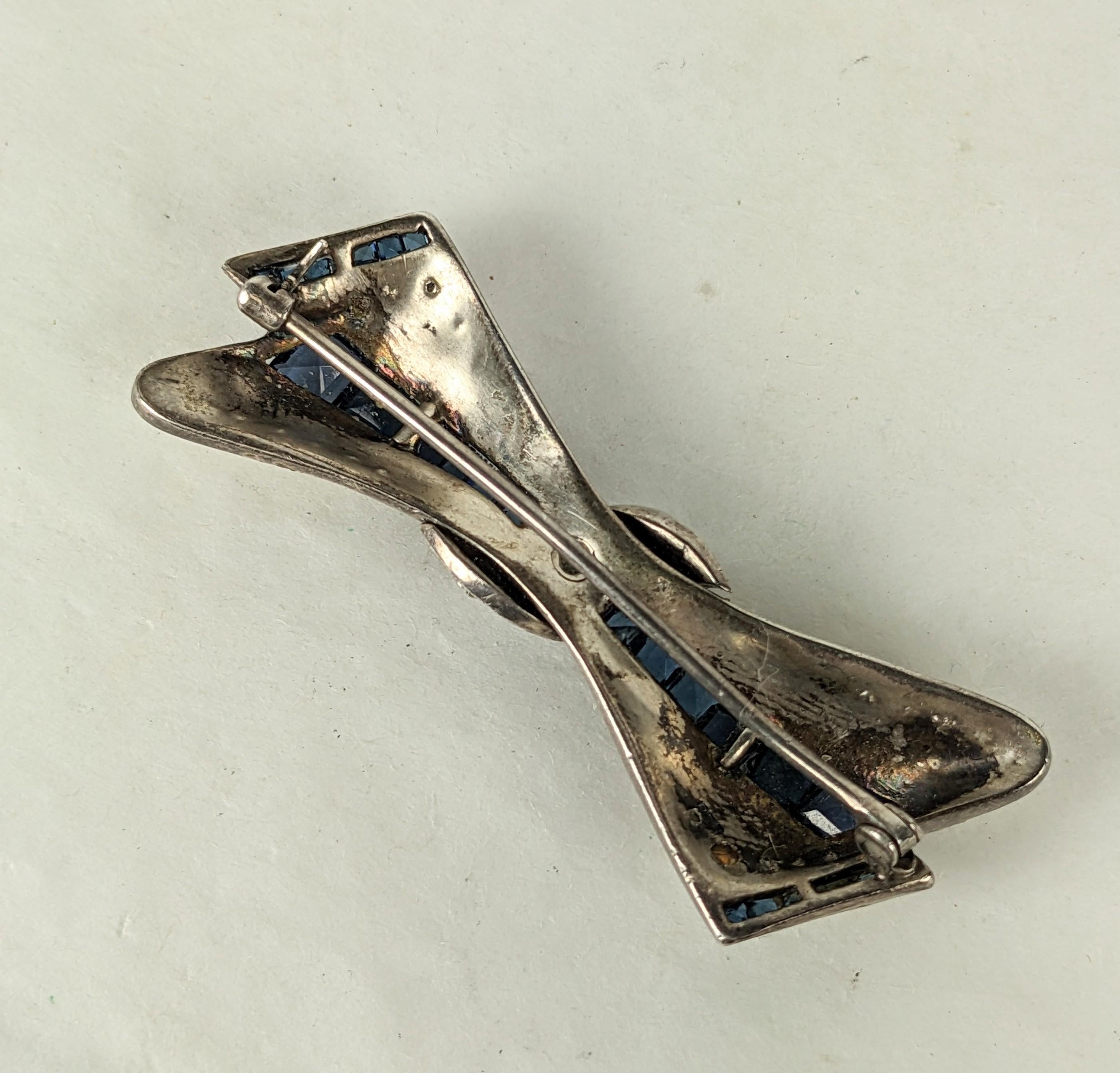 Elegant Art Deco Paste Sapphire Bow For Sale 2