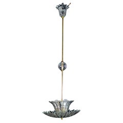 Eleganza della luce a sospensione Art Decò in vetro di Murano di Barovier, 1950