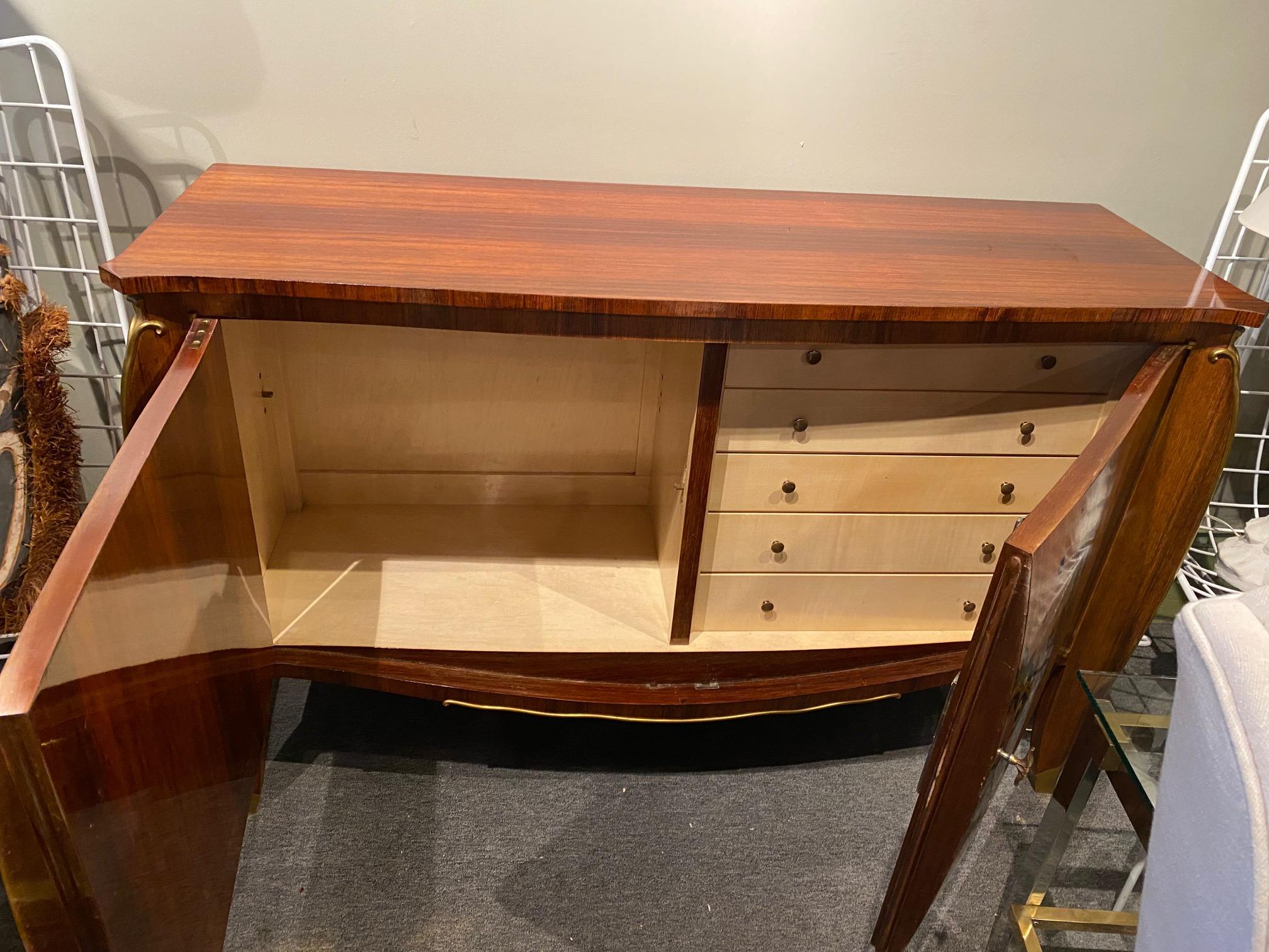 Elegant Art Deco Period Inlaid Walnut Buffet by Jules Leleu For Sale 9