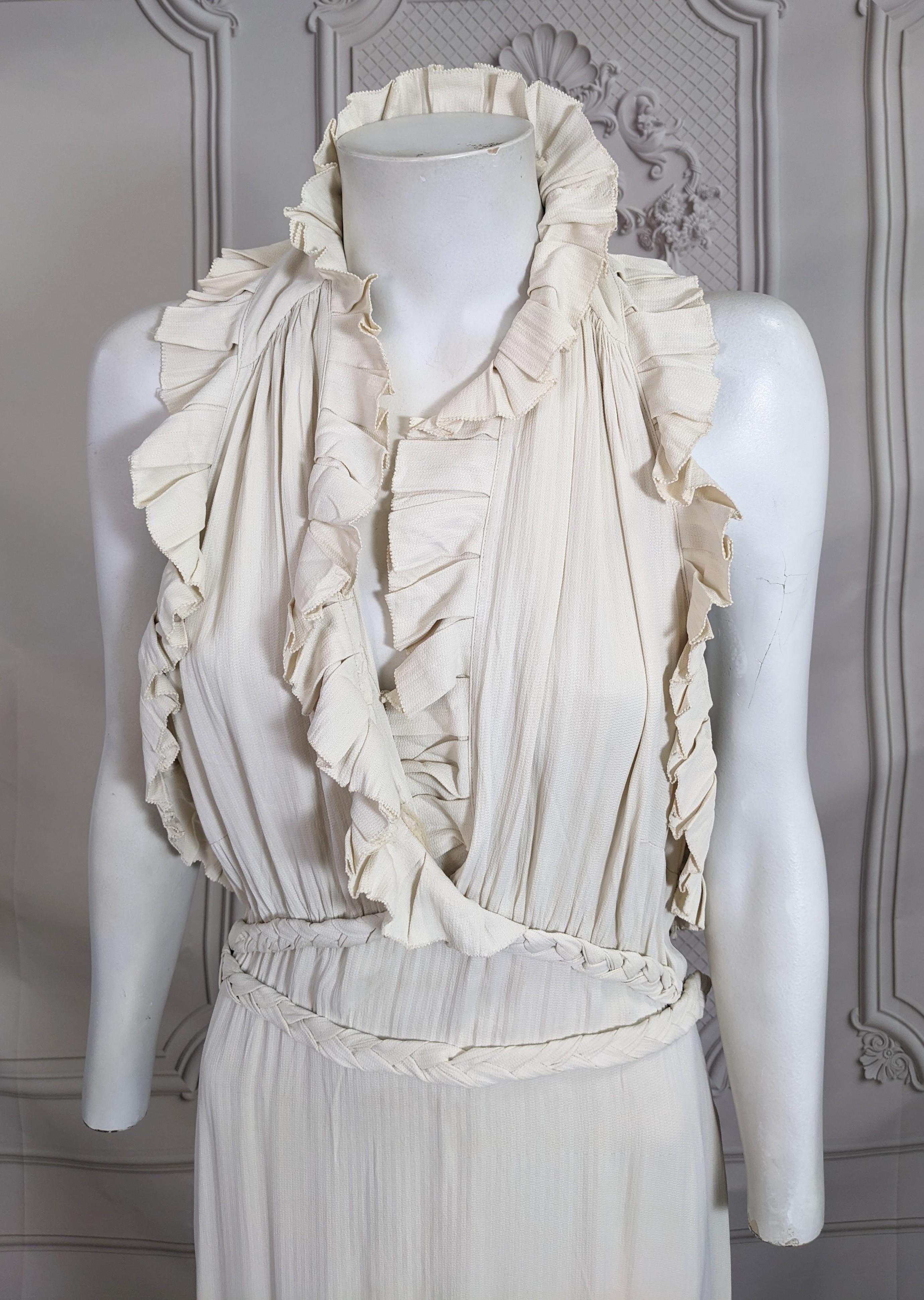 Elegantes Art Deco Kleid aus plissiertem Krepp und Capelet im Zustand „Gut“ im Angebot in New York, NY