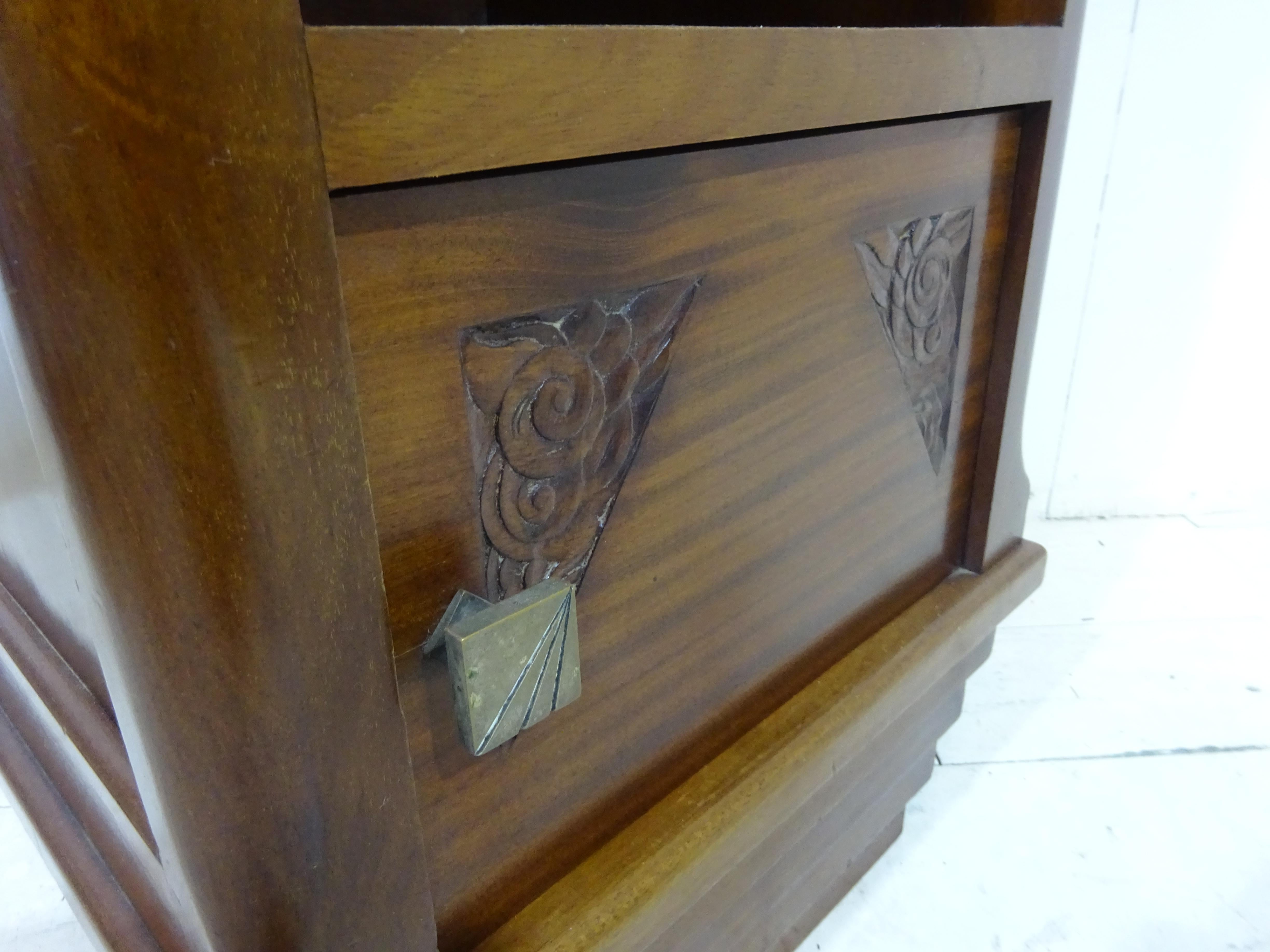 English Elegant Art Deco Side Cabinet with Solid Marble Top For Sale