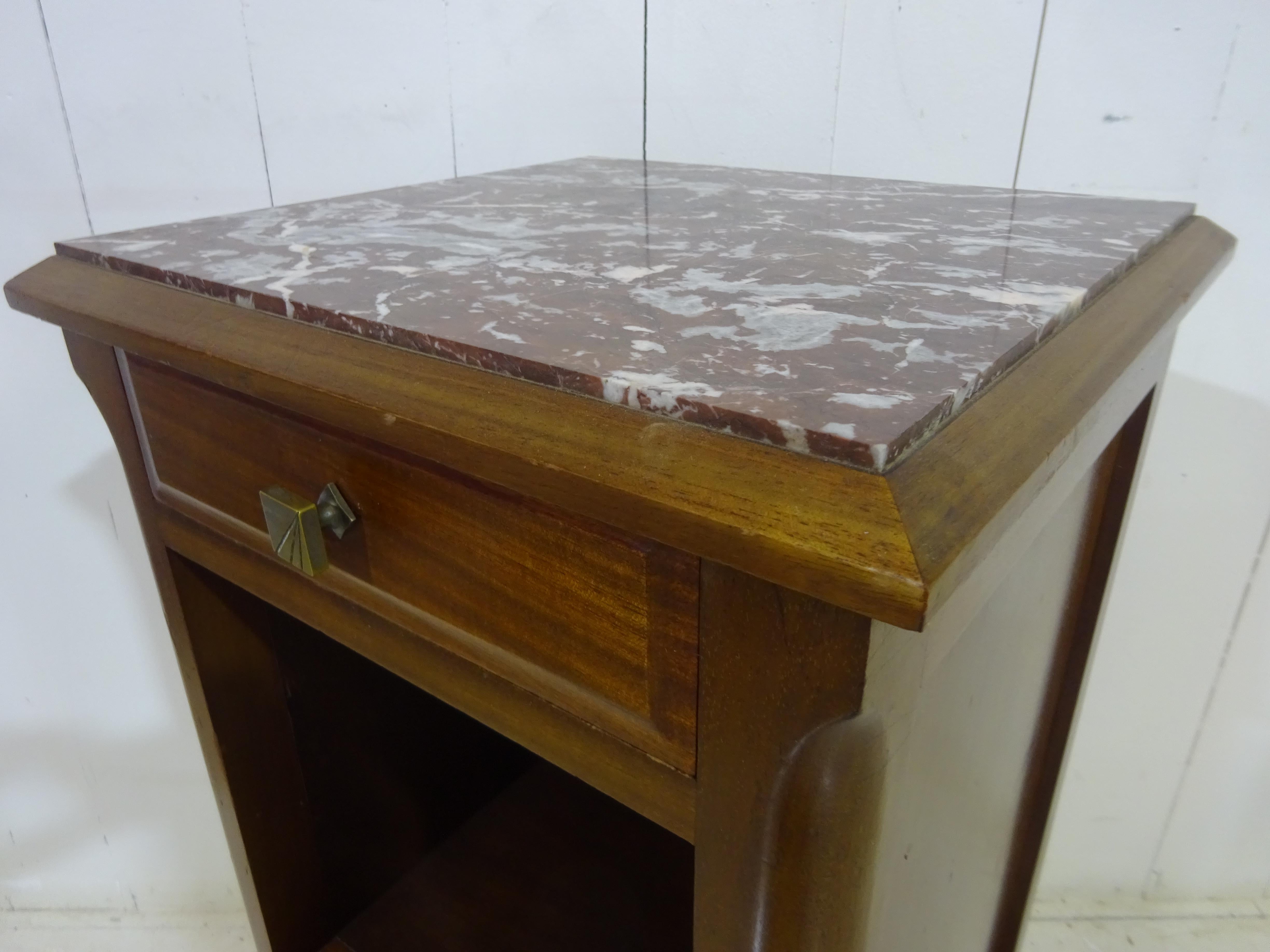 Elegant Art Deco Side Cabinet with Solid Marble Top In Good Condition For Sale In Tarleton, GB