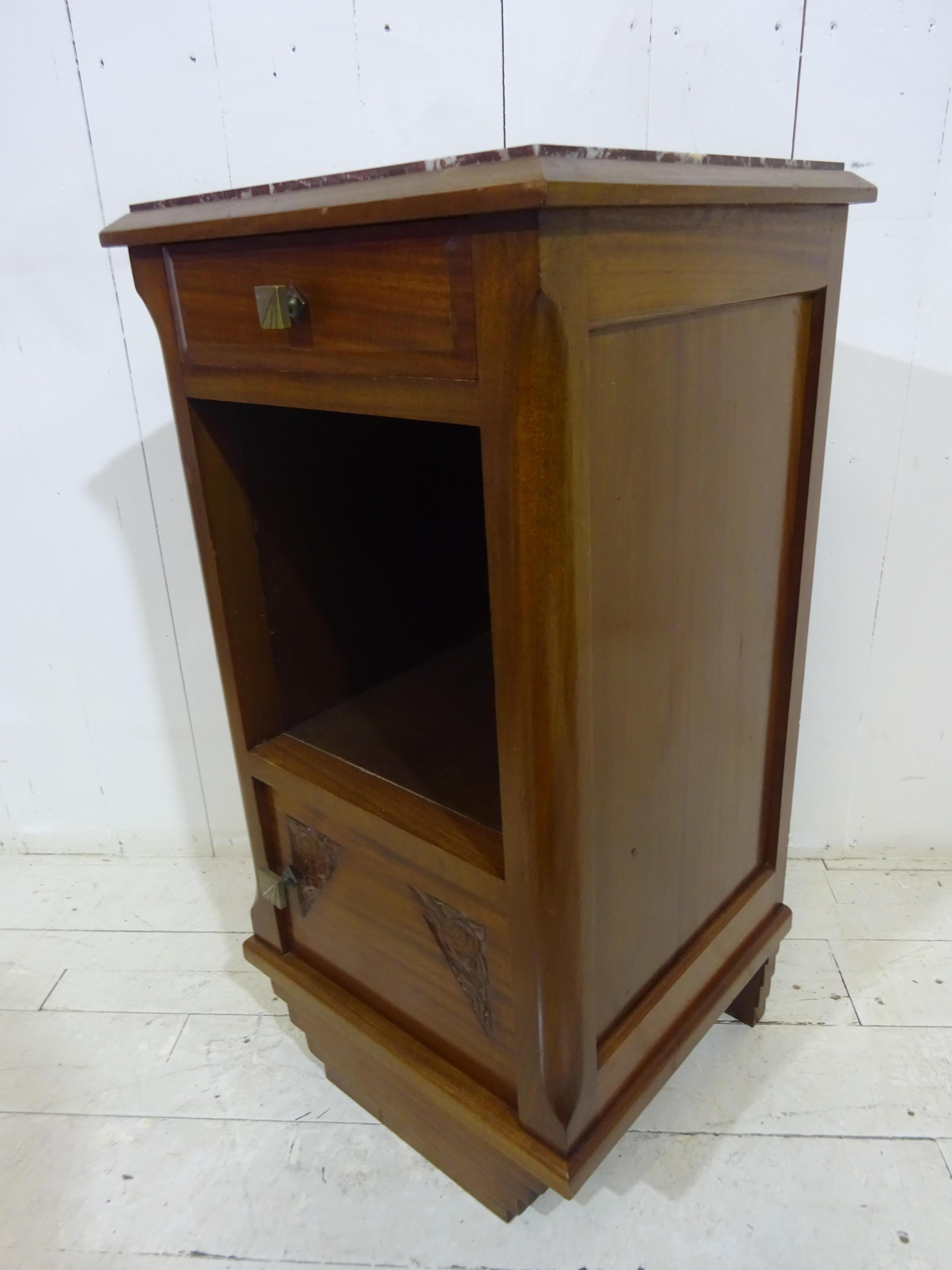 Elegant Art Deco Side Cabinet with Solid Marble Top For Sale 3