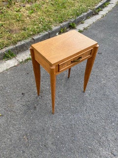 Elegant Art deco side table, oak and bronze circa 1940