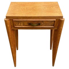 Elegant Art deco side table, oak and bronze circa 1940