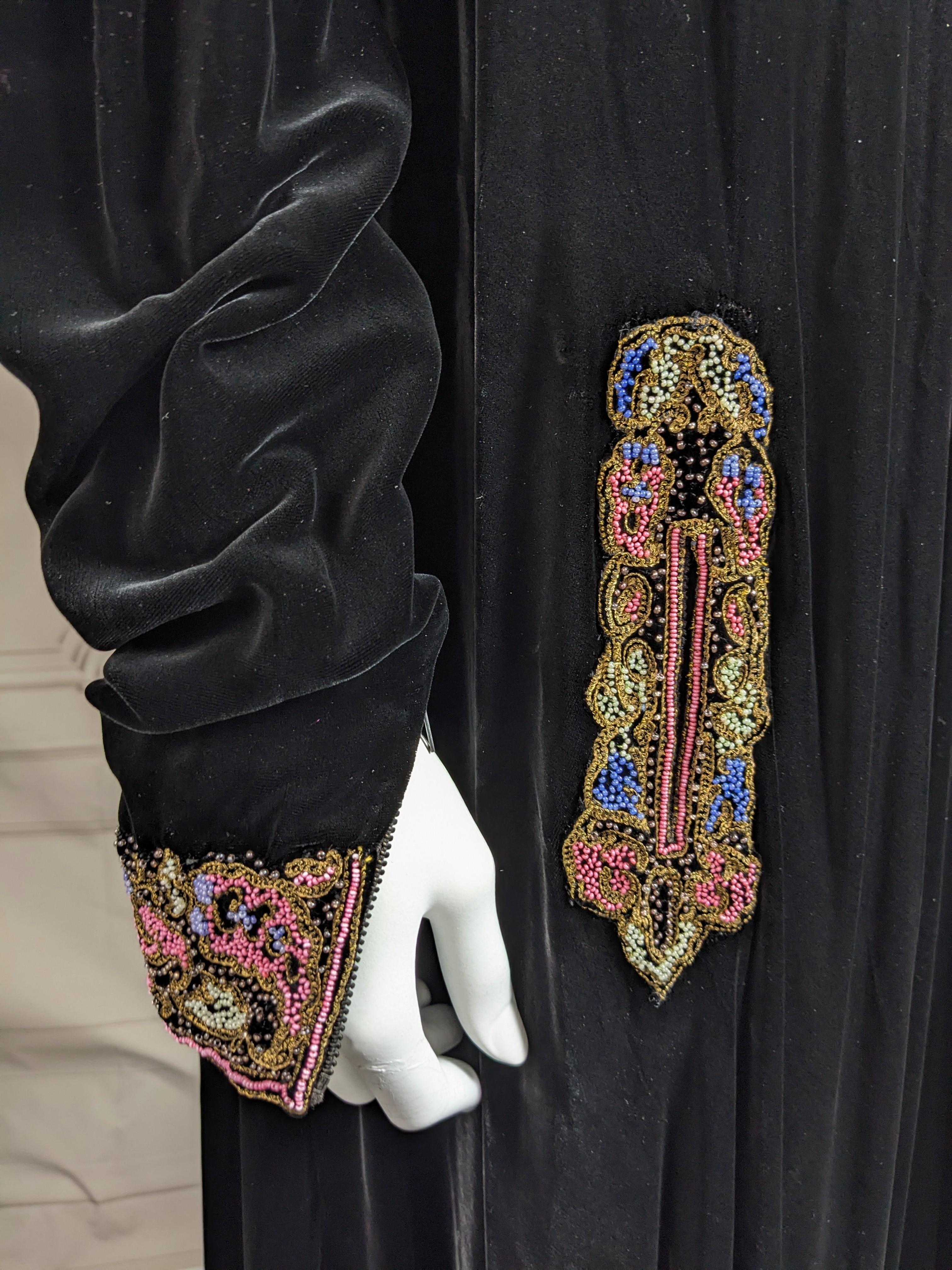Elegant Art Deco Silk Velvet Beaded Gown For Sale 12