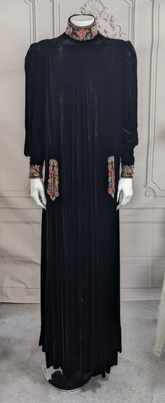 Elegant Art Deco Silk Velvet Beaded Gown