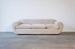 Elegant Art Deco Sofa, France, 1940s, Upholstered in Pure Alpaca