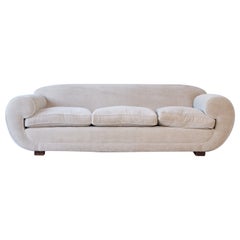 Elegant Art Deco Sofa, France, 1940s, Upholstered in Pure Alpaca