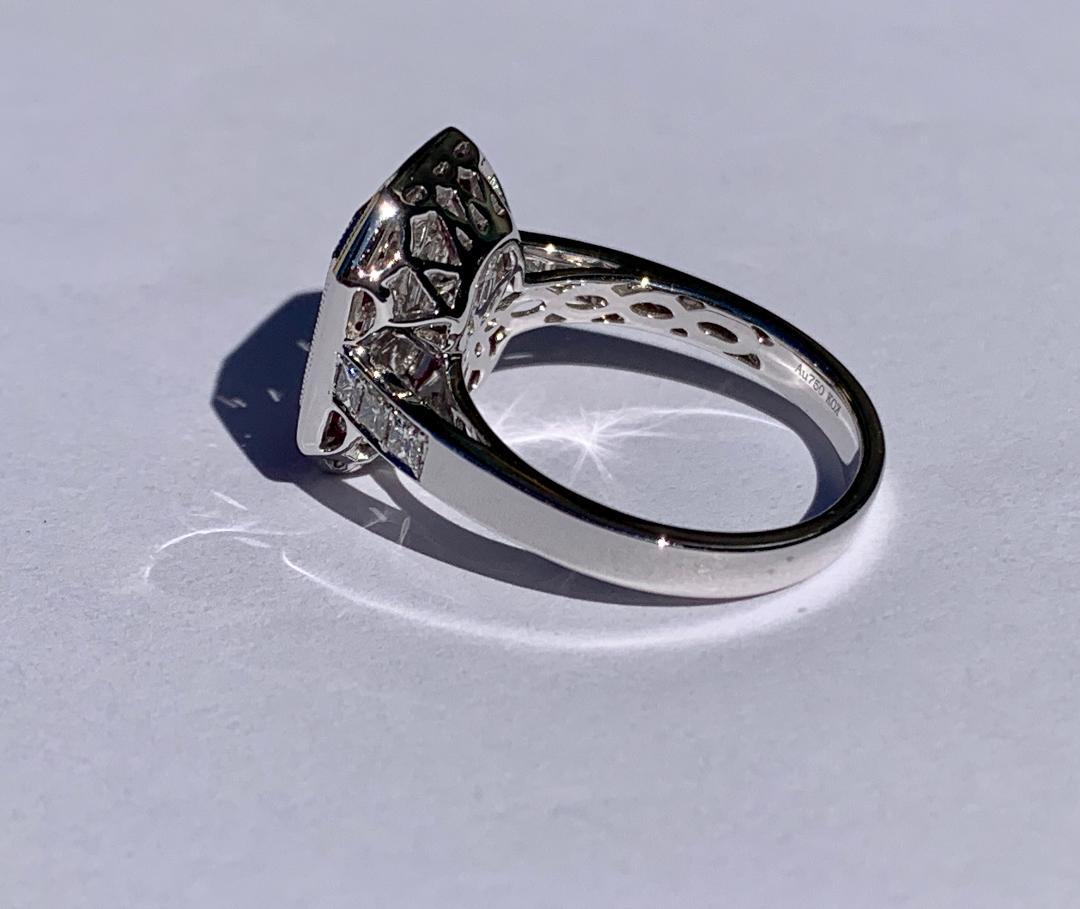 Elegant Art Deco Style Diamond and Ruby Calibre Cut 18 Karat White Gold Ring 2