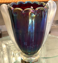 Elegant Art Deco Style Iridescent Murano Glass Vase