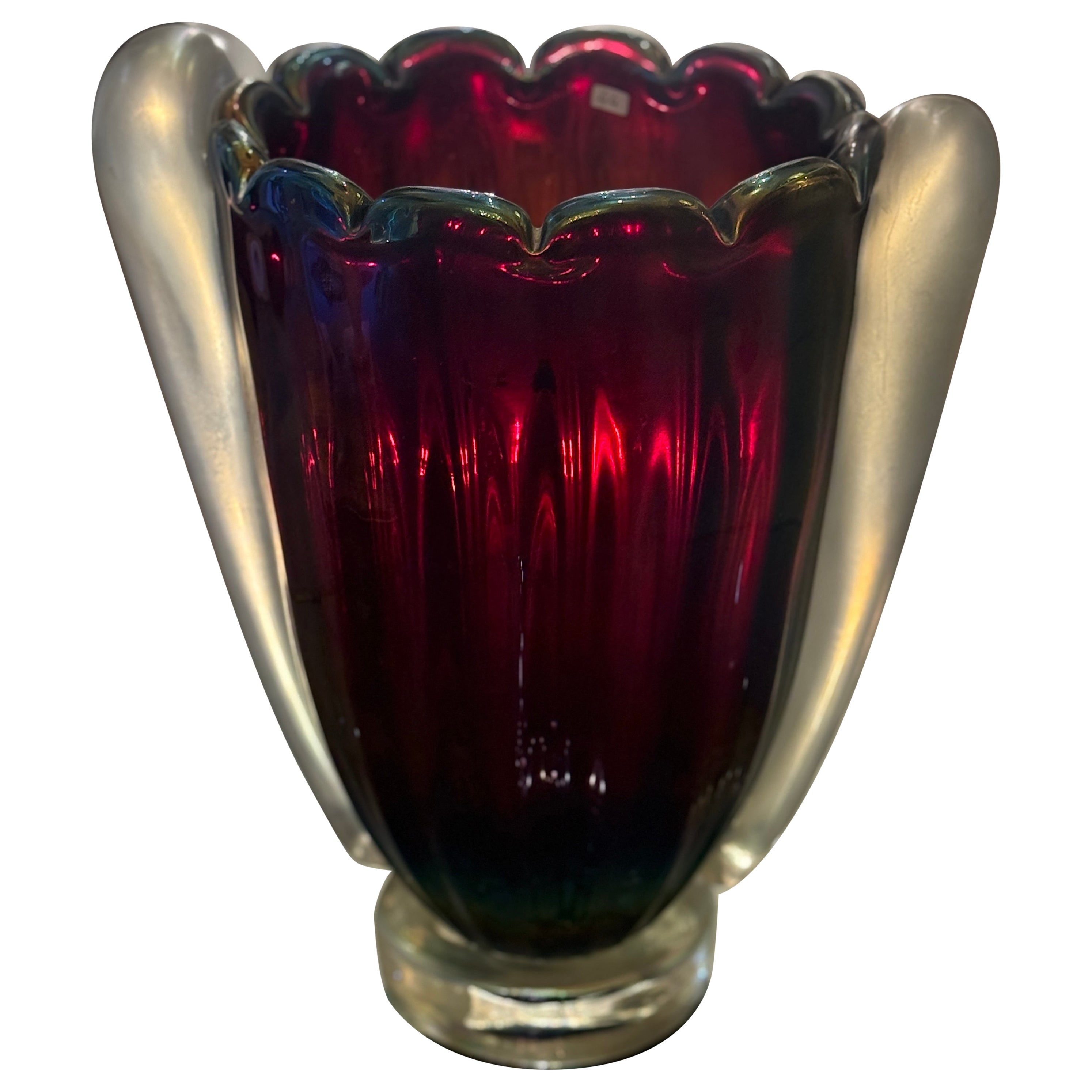 Elegant Art Deco Style Iridescent Murano Glass Vase For Sale