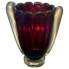 Elegant Art Deco Style Iridescent Murano Glass Vase