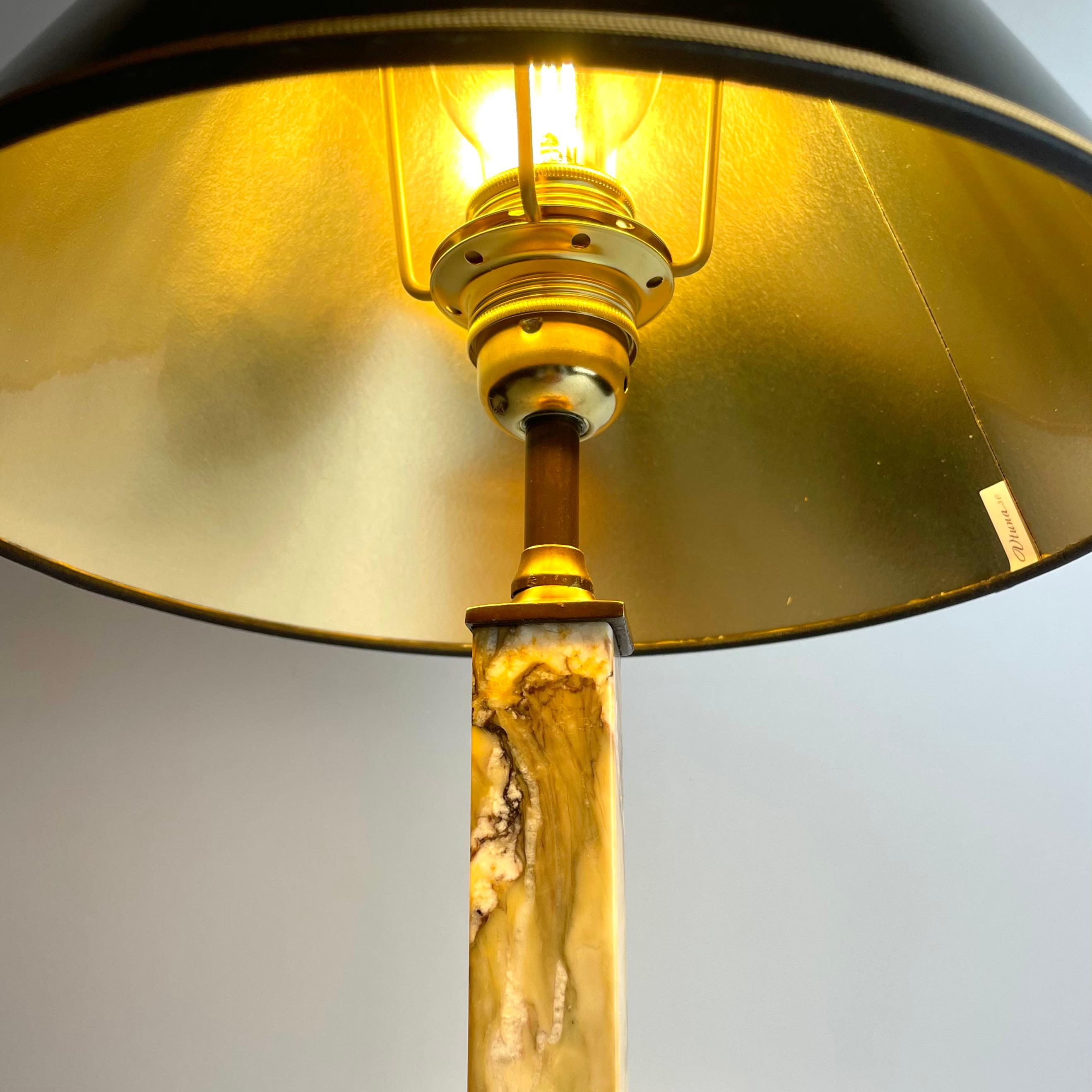 Elegante Lámpara de Mesa Art Decó en Mármol de Siena y Bronce Patinado, Años 20 en venta 1