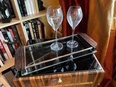 Elegance d'un plateau Art Déco. France années 1930. Wood Macassar.bordure chromée.