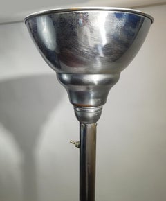 Elegant Art Deco Trumpet Torchiere Floor Lamp, Aluminum, France, 1940