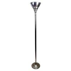 Elegant Art Deco Trumpet Torchiere Floor Lamp, Aluminum, France, 1940
