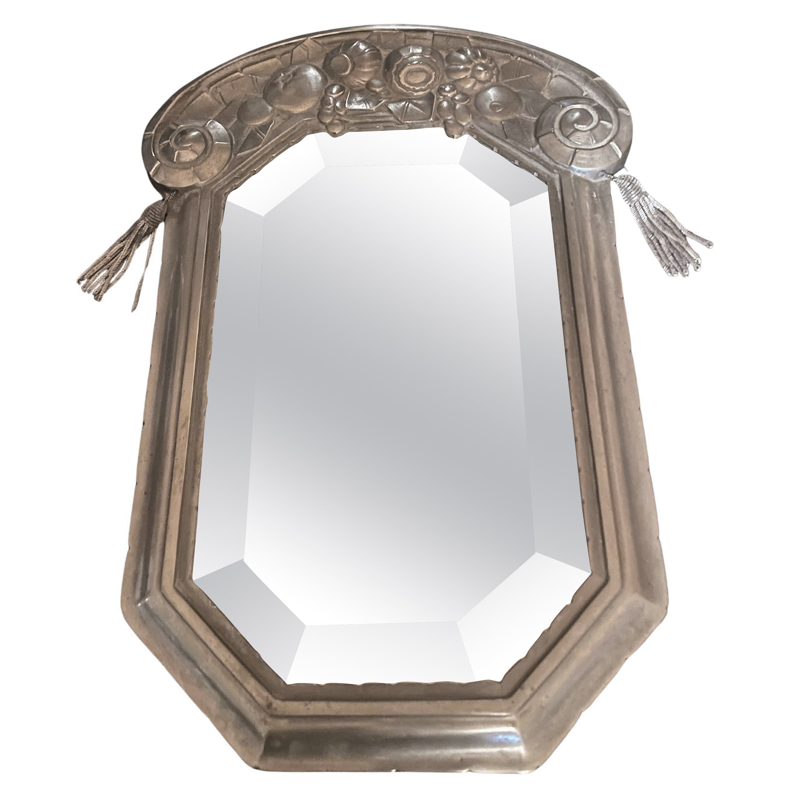 Elegant Art Déco wall mirror. Designed France 1920s.