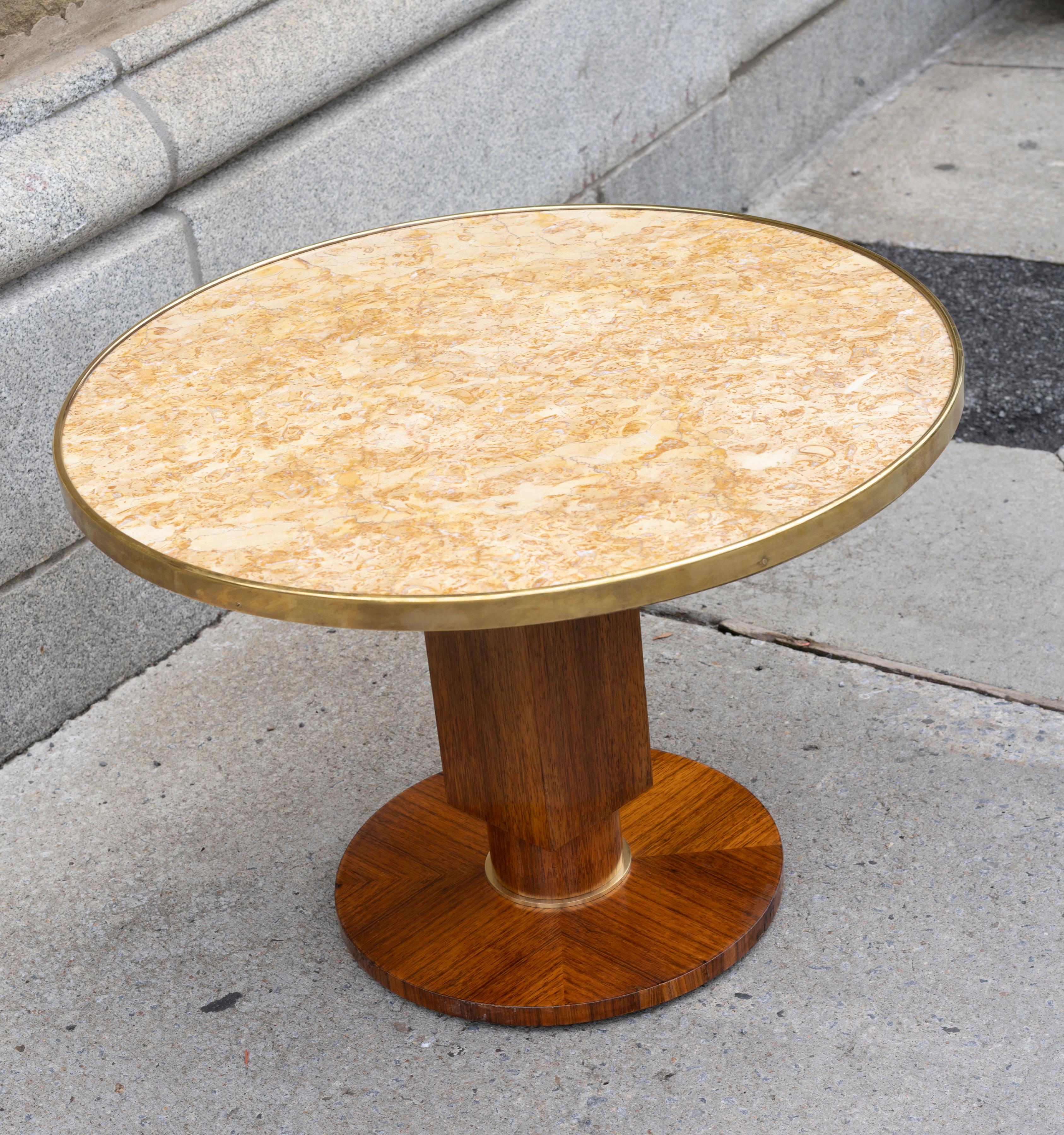French Elegant Art Deco Walnut Gueridon by Jules Leleu