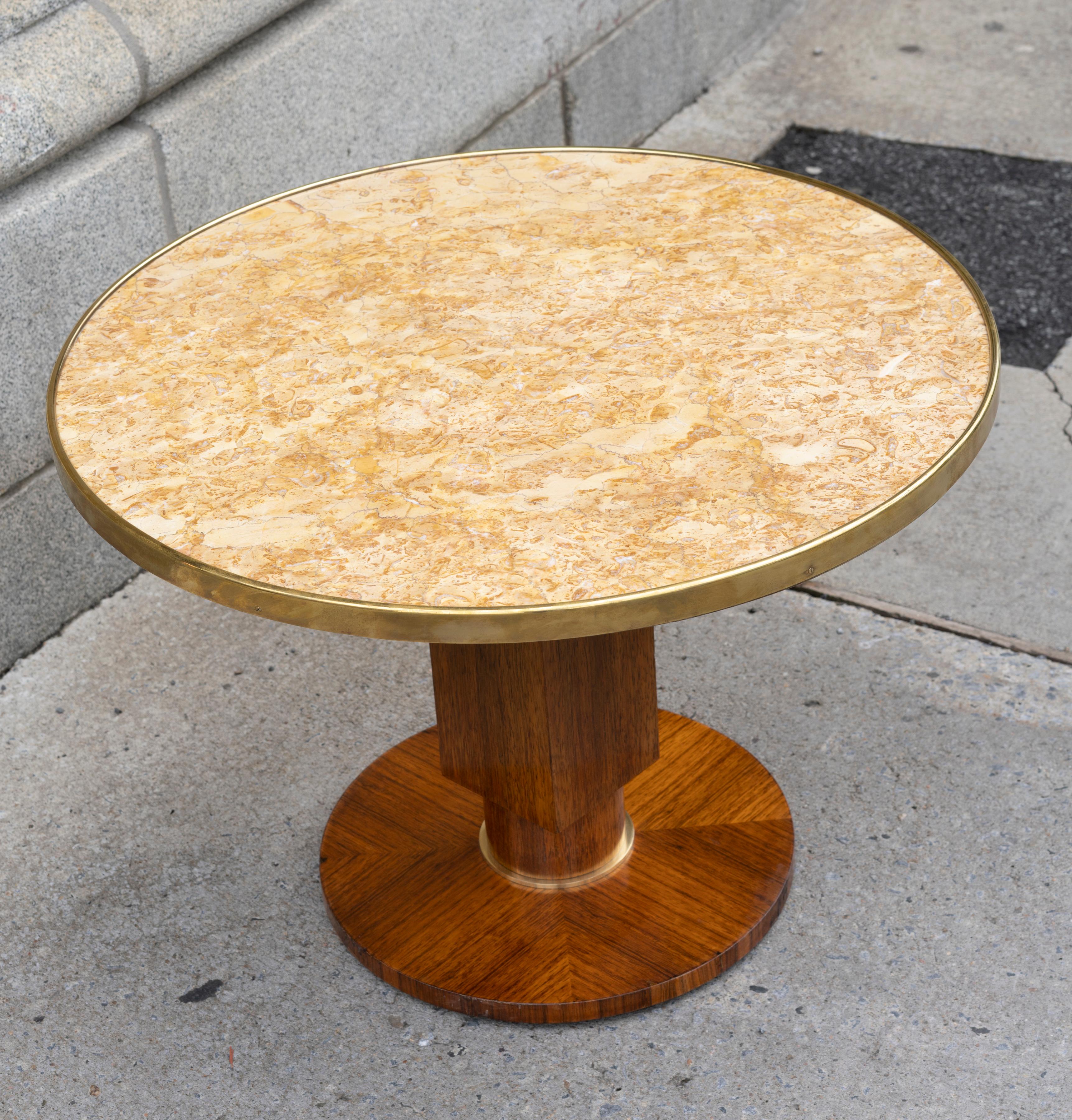 Mid-20th Century Elegant Art Deco Walnut Gueridon by Jules Leleu