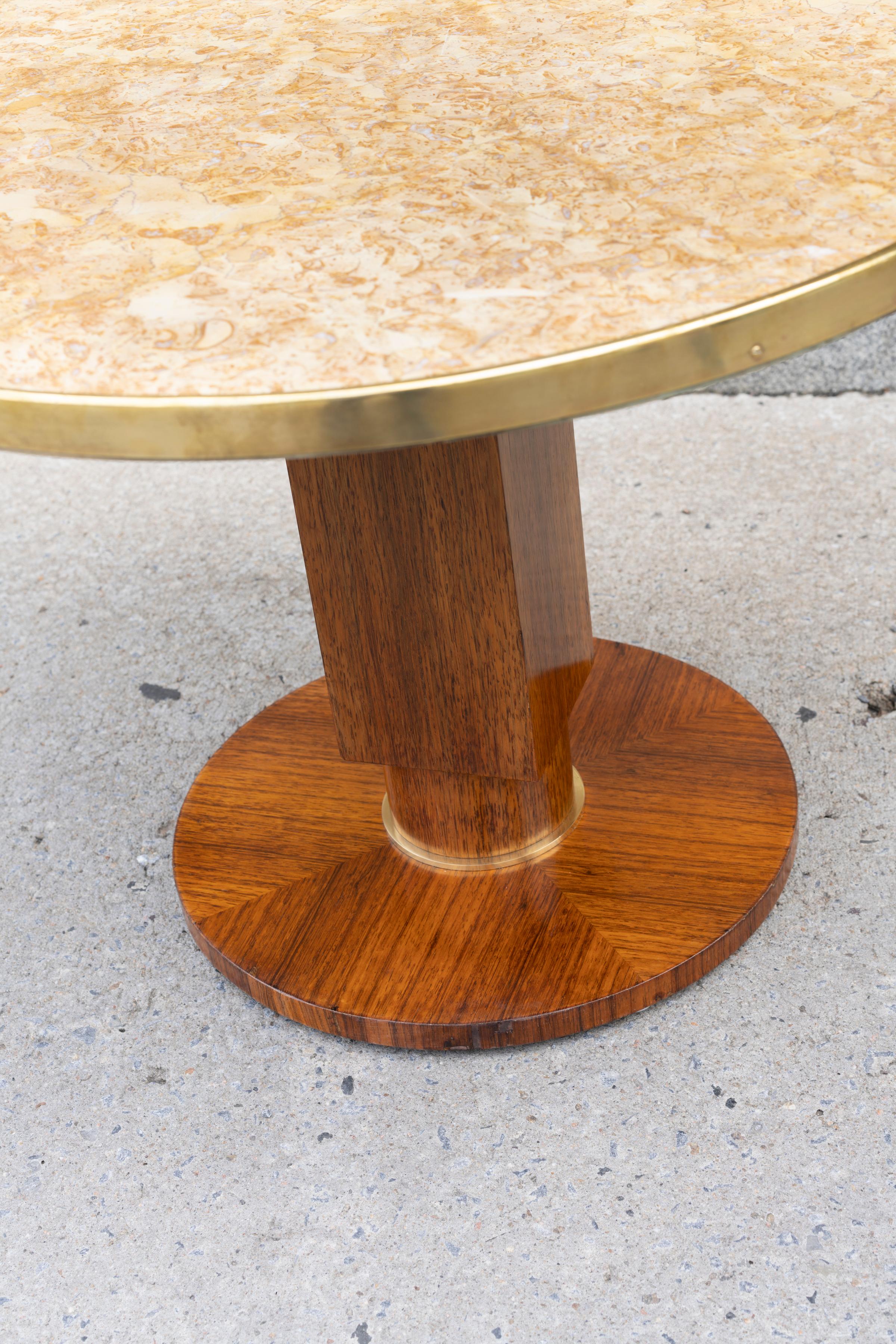 Elegant Art Deco Walnut Gueridon by Jules Leleu 1