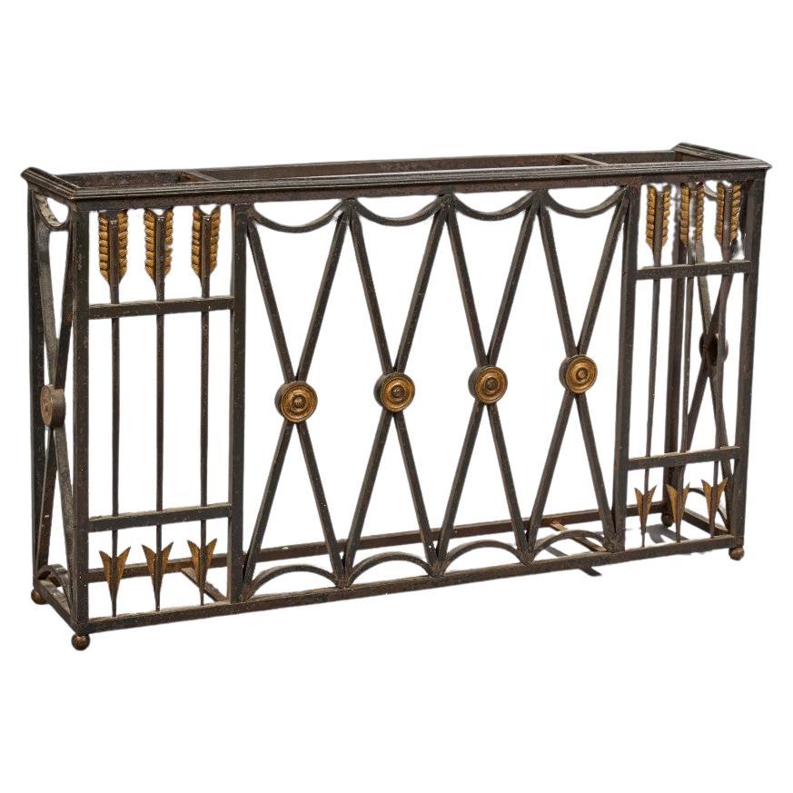 Elegant Art Deco work circa 1940 wrought iron umbrella stand For Sale