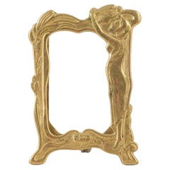 Elegant Art Nouveau Brass Frame with Female Figure, c. 1900.