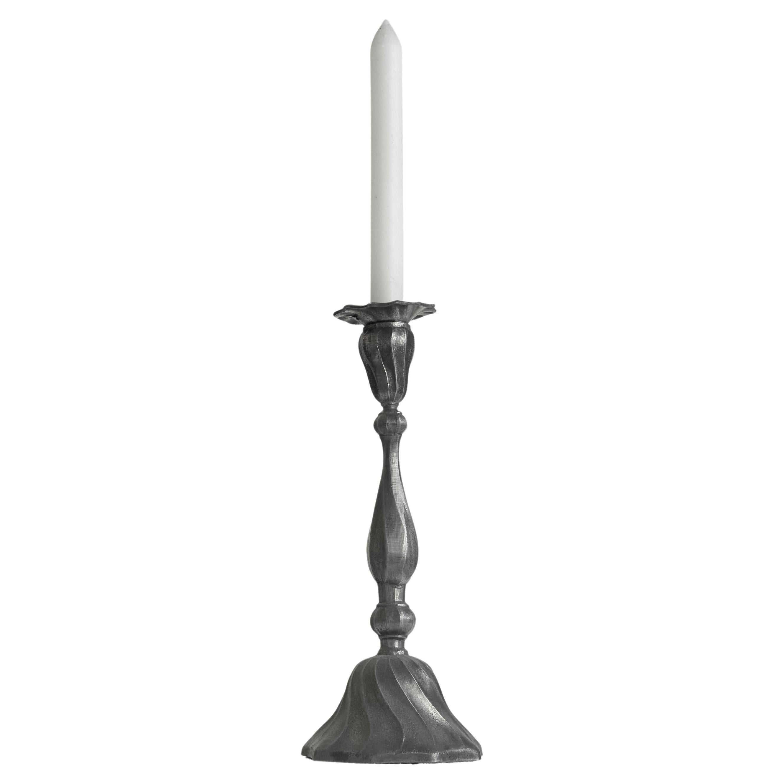 Elegant Art Nouveau Candlestick in Pewter 1920s For Sale