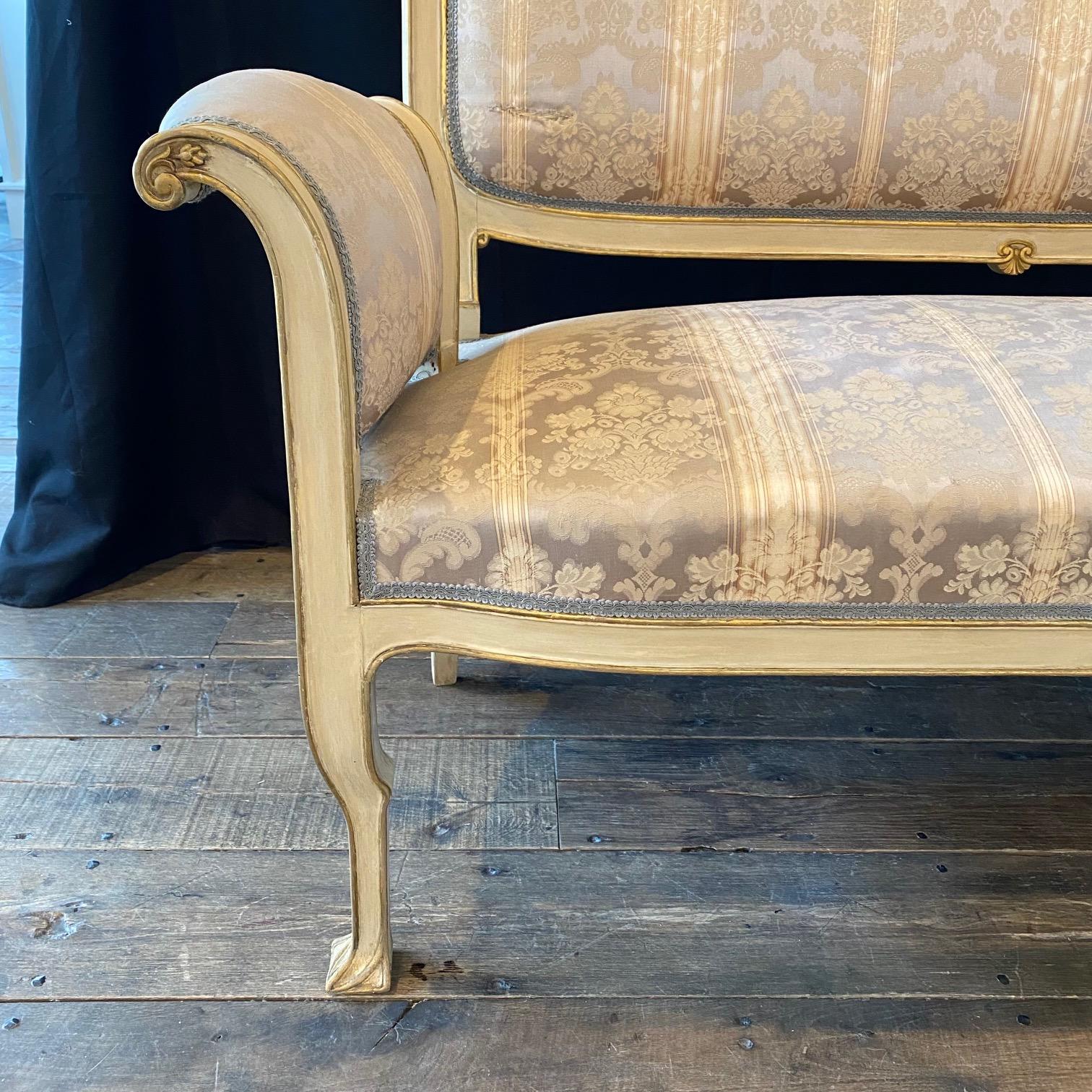 Elegant Art Nouveau Italian Antique Upholstered Sofa For Sale 2