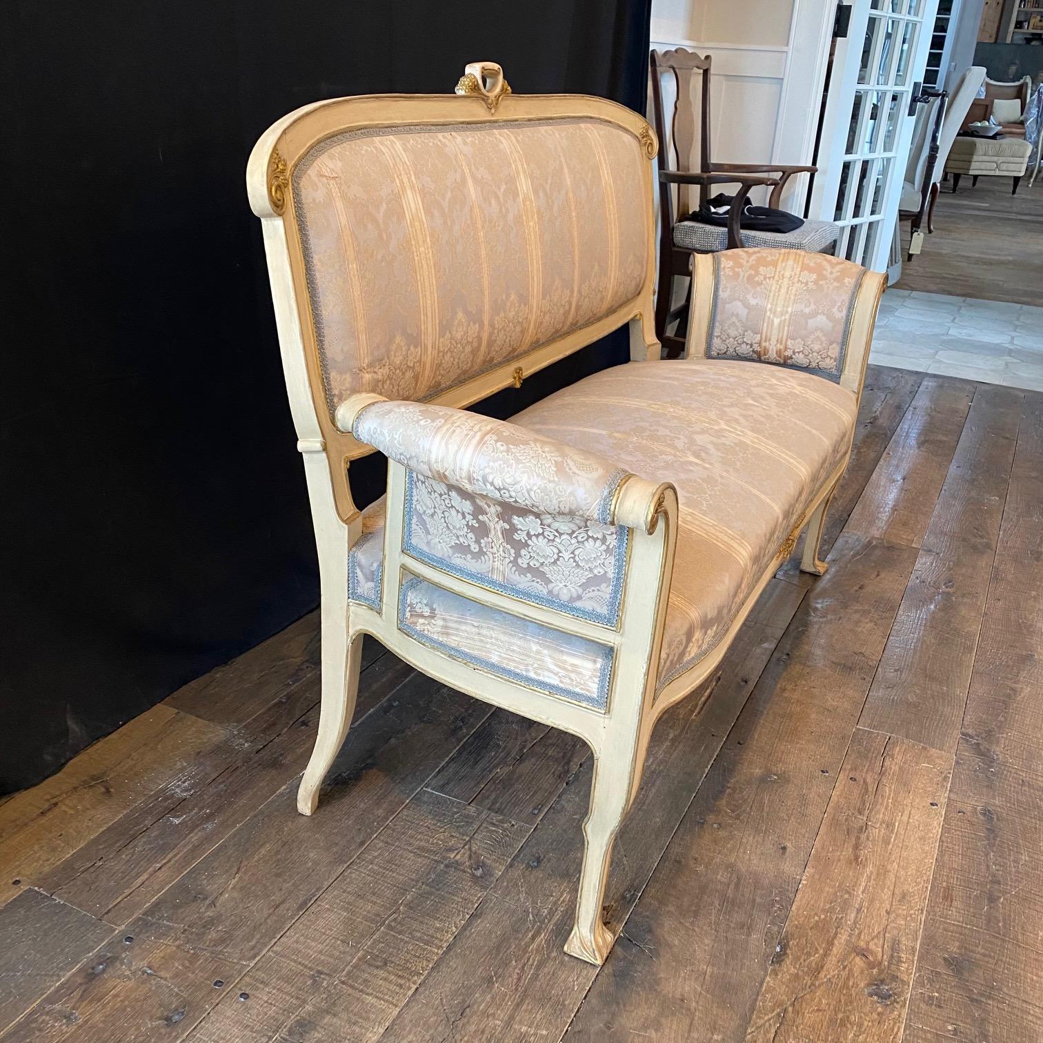 Elegant Art Nouveau Italian Antique Upholstered Sofa For Sale 3