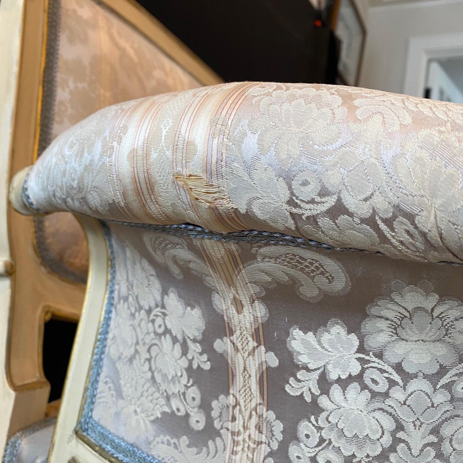 20th Century Elegant Art Nouveau Italian Antique Upholstered Sofa For Sale