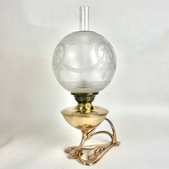 Elegante Jugendstil-Öllampe aus Messing von Böhlmarks Lampfabrik in Schweden