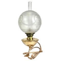 Elegant Art Nouveau Oil Lamp in Brass from Böhlmarks Lampfabrik in Sweden