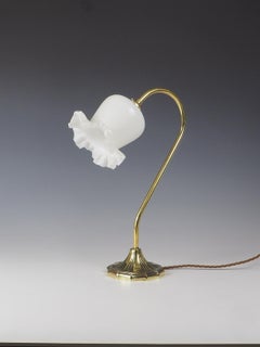 Elegant Art Nouveau Swan Neck Table Lamp with Shade