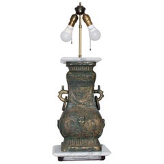 Elegant Asian Bronze Table Lamp Mid-Century Modern Style of James Mont