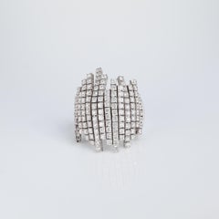 Elegant Asymmetrical White Gold Diamond Pave Ring