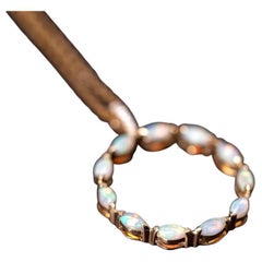 Elegante Collar de Diamantes Ópalo Macizo Australiano Oro Amarillo 18k