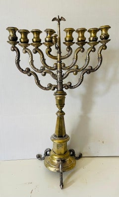 Elegant Austrian Antique Silver Menorah 27” 19 th c