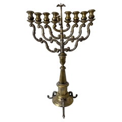Elegant Austrian Antique Silver Menorah 27” 19 th c