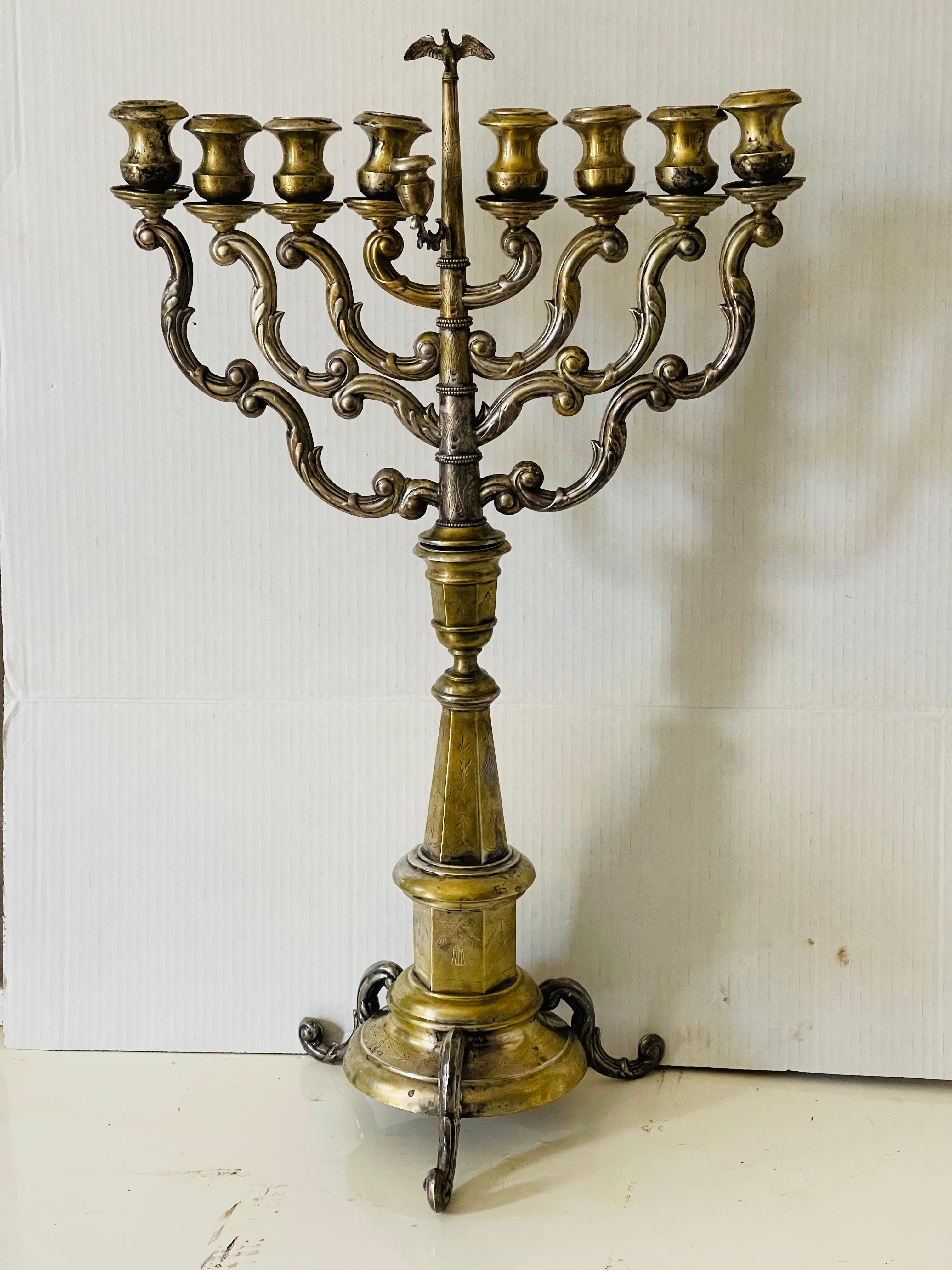 Austriaco Eleg Eleg A.I.C., Menorah austriaco in argento antico da 27