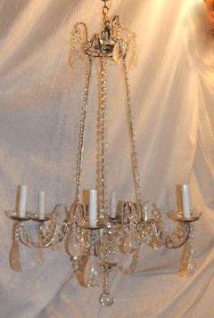 Elegant Baguès Rock Crystal Silver Beaded Crystal Modern Transitional Chandelier