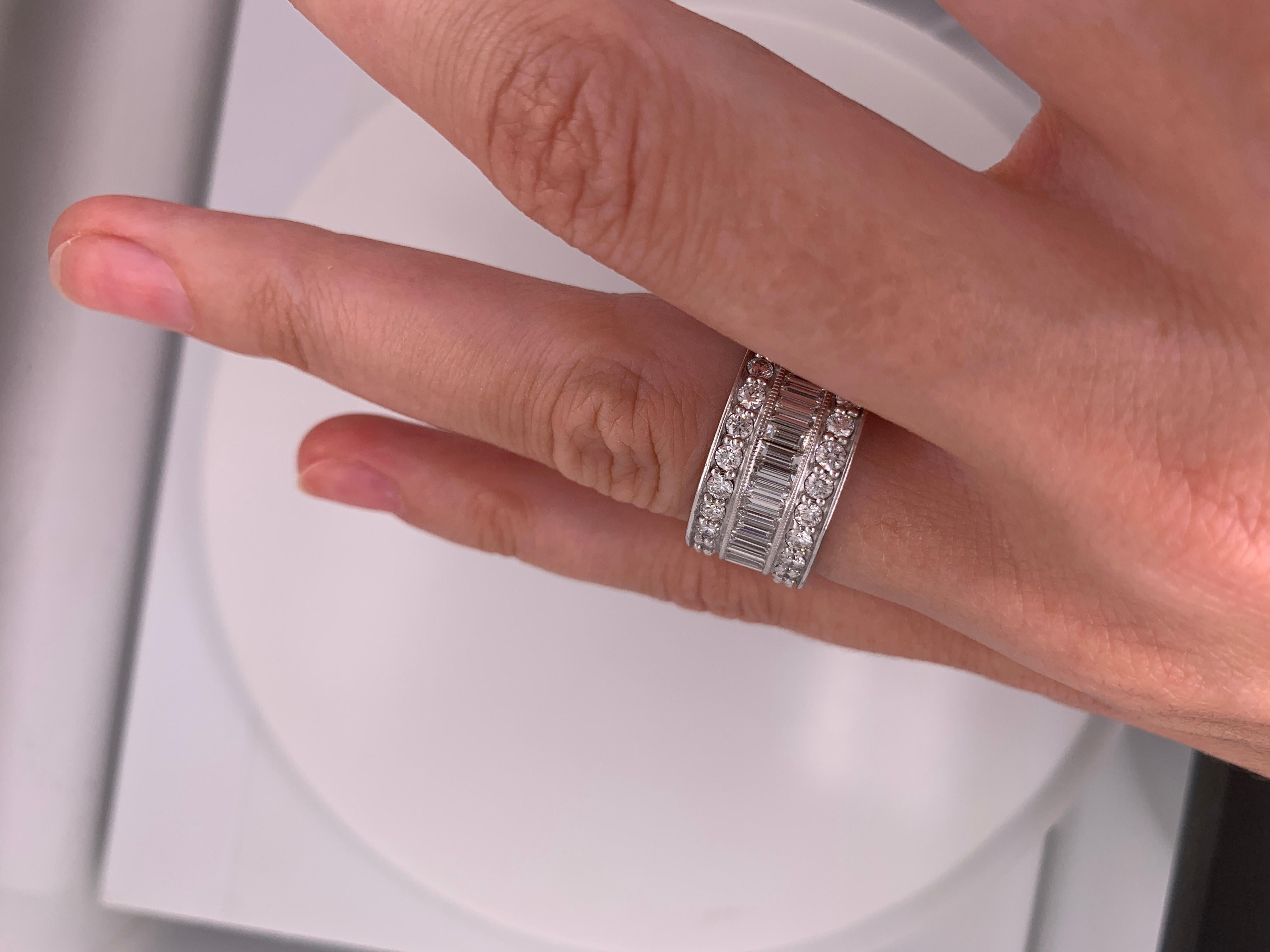 baguette round diamond band