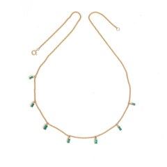 0.95ct Baguette Emerald 18K Yellow Gold Drop Necklace