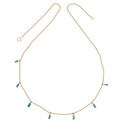 0.95ct Baguette Emerald 18K Yellow Gold Drop Necklace