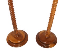 Elegant Barley Twist Wood Floor Lamps from The Carlyle Hotel NYC