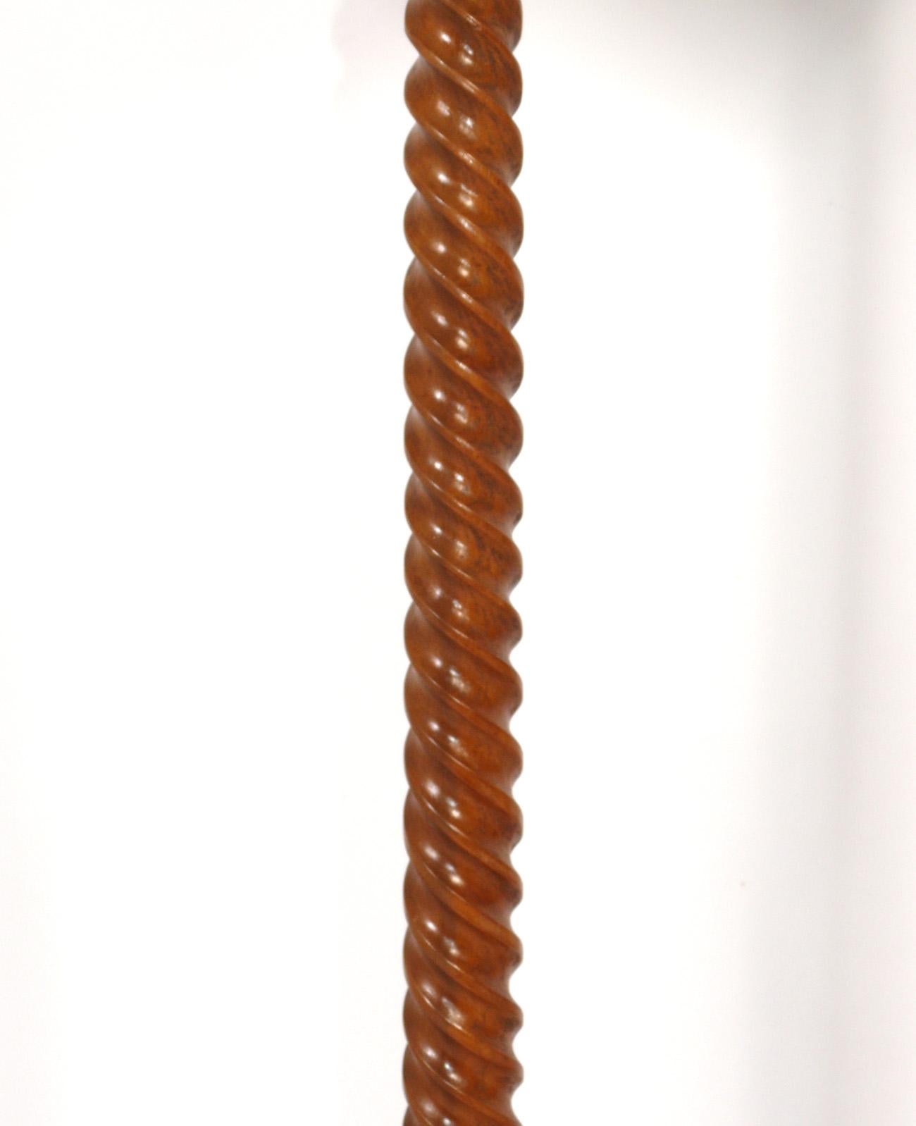 English Elegant Barley Twist Wood Floor Lamps from The Carlyle Hotel NYC