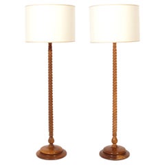 Vintage Elegant Barley Twist Wood Floor Lamps from The Carlyle Hotel NYC